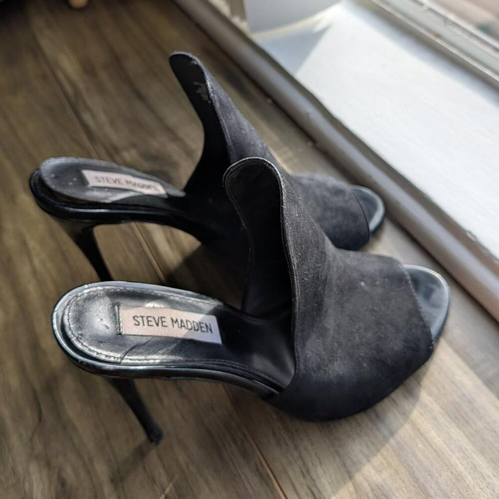 Steve Madden Sinful Suede Peep-Toe Stilettos 8.5